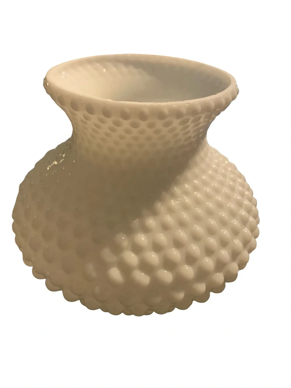 vintage white milk glass lamp shade featuring a textured hobnail pattern 5”